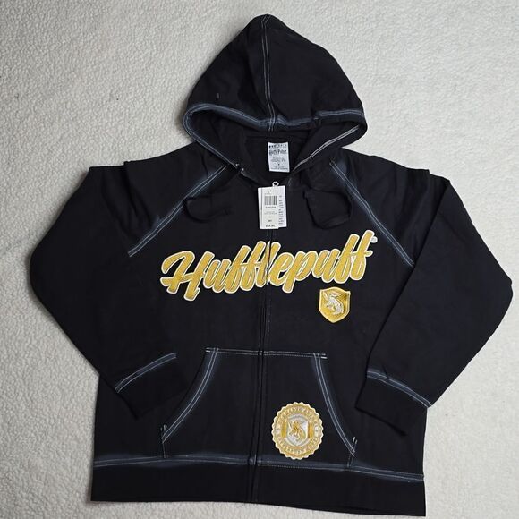 587 NWT Harry Potter Hufflepuff Women's Zippered Hoodie Size Medium - Picture 2 of 7